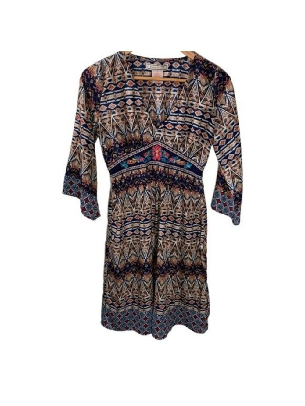 Flying Tomato Boho Bell Sleeve Mini Dress Womens Small Peasant